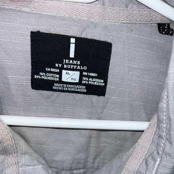 i Jeans by Buffalo Shirt Mens Short Sleeve Button Up Gray-White Size XL - Picture 2 of 6